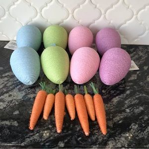 Easter Decor Hanging Eggs & Carrots - 15 pcs NEW